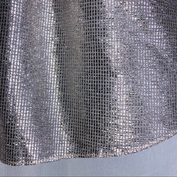 INC Layered Sleeveless Top Oversize XS Metallic Flowy Bust 18" White Champagne - Picture 5 of 7